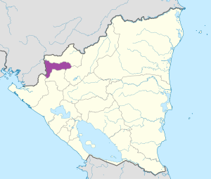 Mapa de ubicación del departamento de Madriz en Nicaragua.