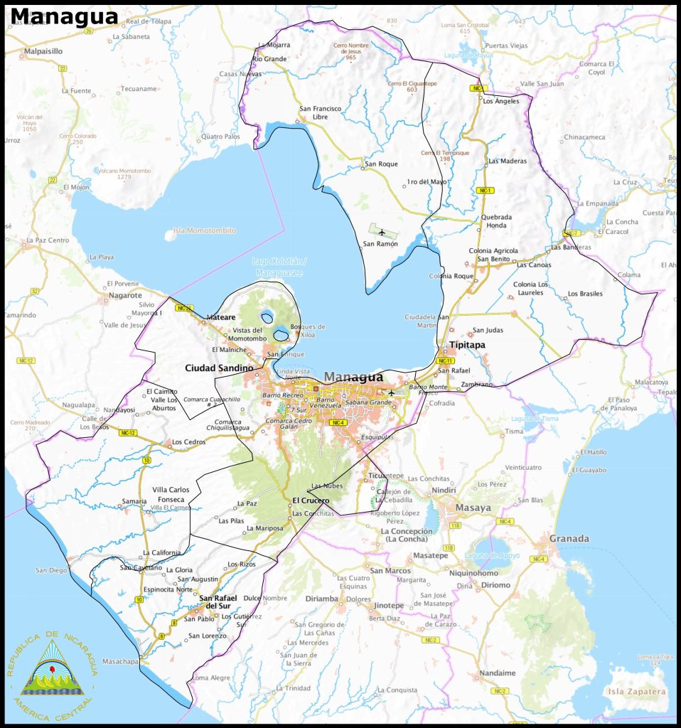 Mapa del departamento de Managua.