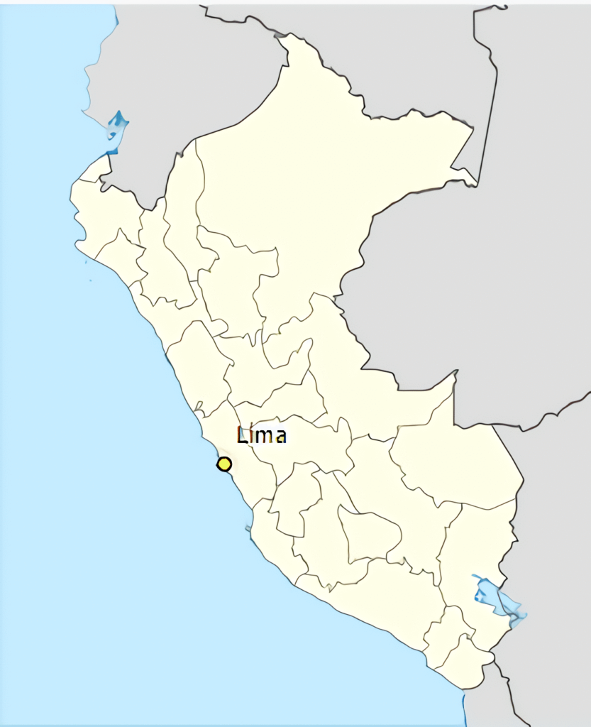 Mapa de ubicación de Lima en Perú.