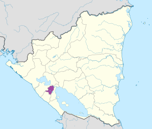Mapa de ubicación del departamento de Masaya en Nicaragua.