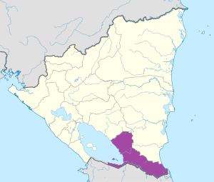 Mapa de ubicación del departamento de Río San Juan en Nicaragua. Mapa de ubicación del departamento de Río San Juan en Nicaragua.
