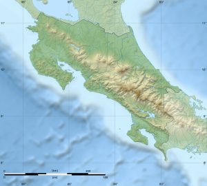 Mapa físico en blanco de Costa Rica.