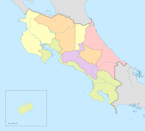 Mapa mudo coloreado de Costa Rica.