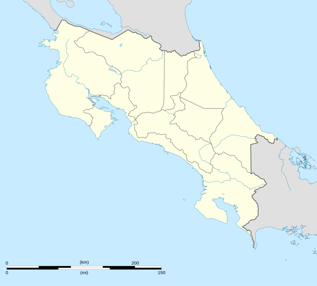 Mapa mudo de Costa Rica.
