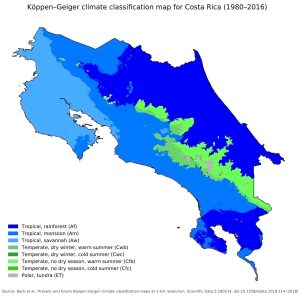 Mapa climático de Costa Rica