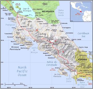 Principales ciudades de Costa Rica.