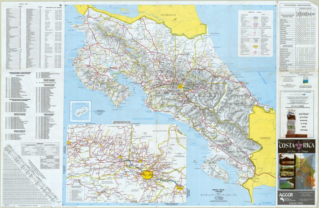 Mapa de carreteras de Costa Rica.