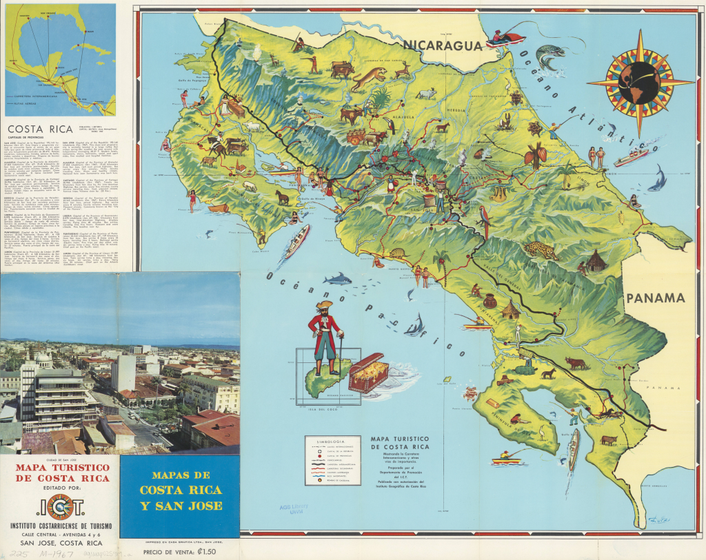 Mapa turístico de Costa Rica de 1967.