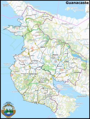 Mapa de la provincia de Guanacaste