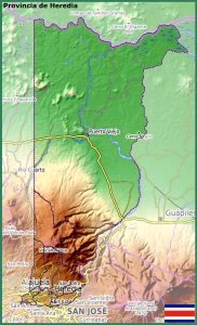 Mapa físico de la provincia de Heredia. Mapa físico de la provincia de Heredia.