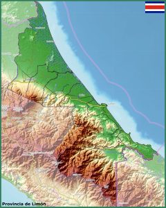 Mapa físico de la provincia de Limón. Mapa físico de la provincia de Limón.