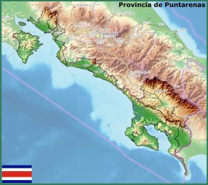 Mapa físico de la provincia de Puntarenas. Mapa físico de la provincia de Puntarenas.