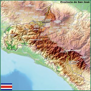 Mapa físico de la provincia de San José.