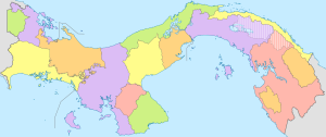 Mapa mudo coloreado de Panamá.