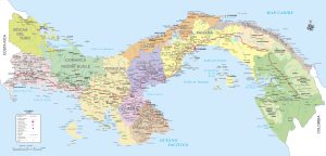 Mapa de la división político-administrativa de Panamá.