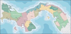 Mapa de la división político-administrativa de la República de Panamá.