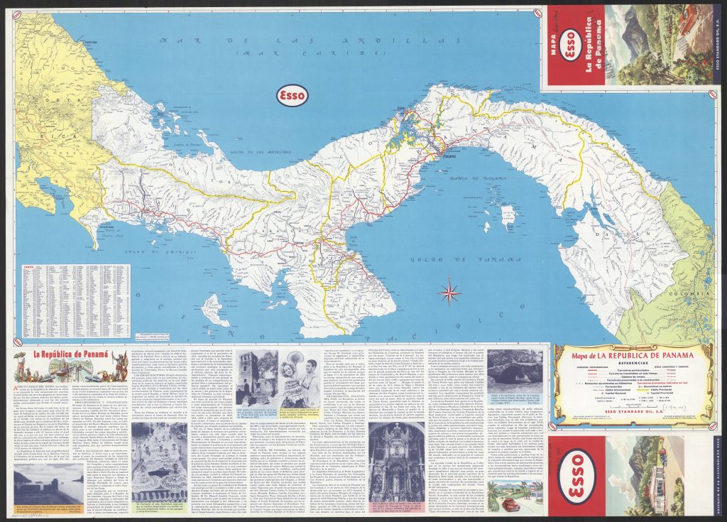 Mapa de carreteras de Panamá 1959.