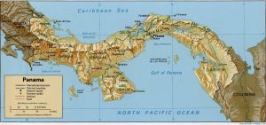 Mapa de relieve sombreado de Panamá.