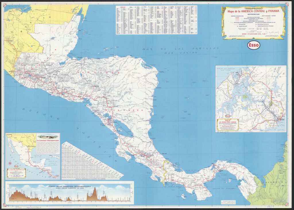 Mapa de carreteras de América Central.