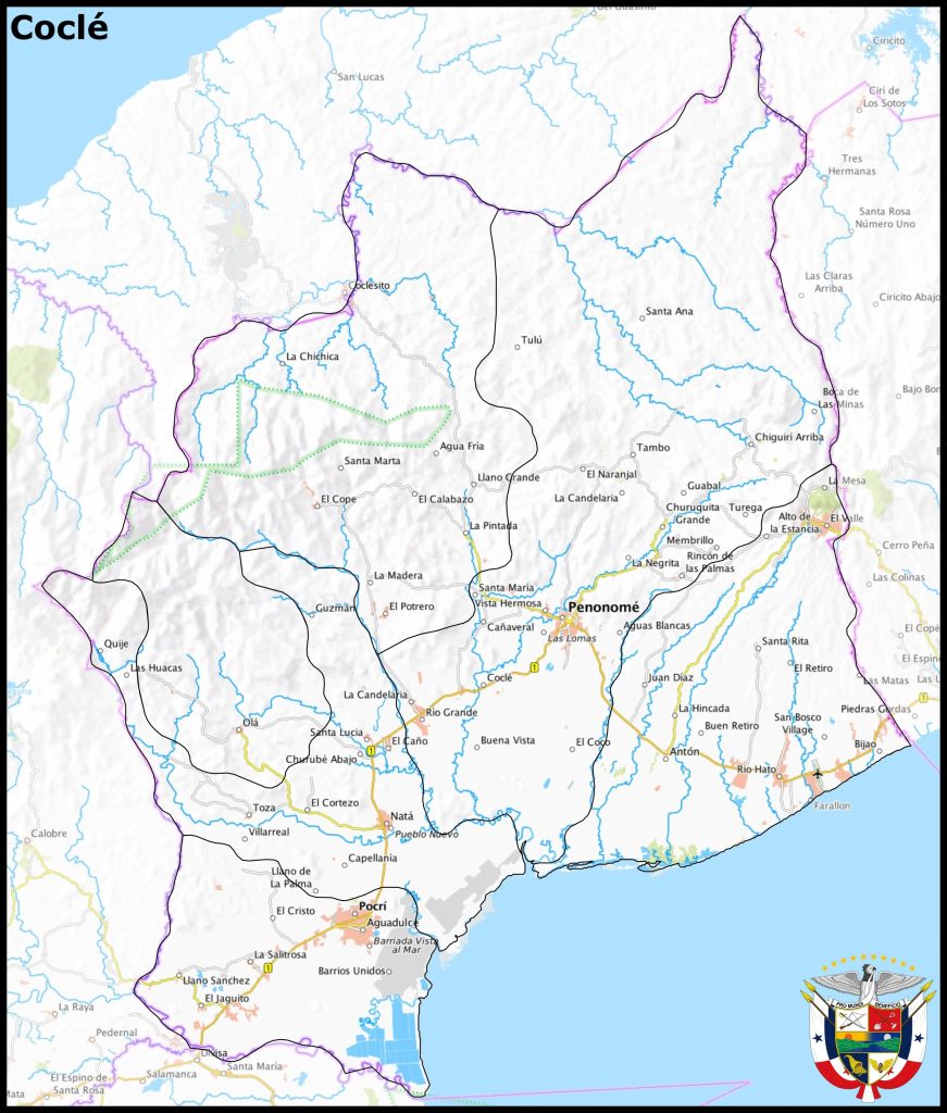 Mapa de la provincia de Coclé.