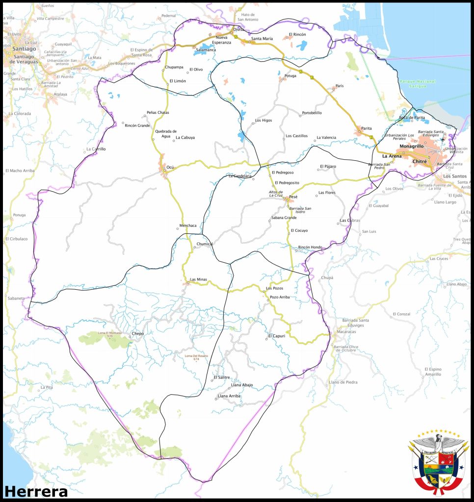 Mapa de la provincia de Herrera.