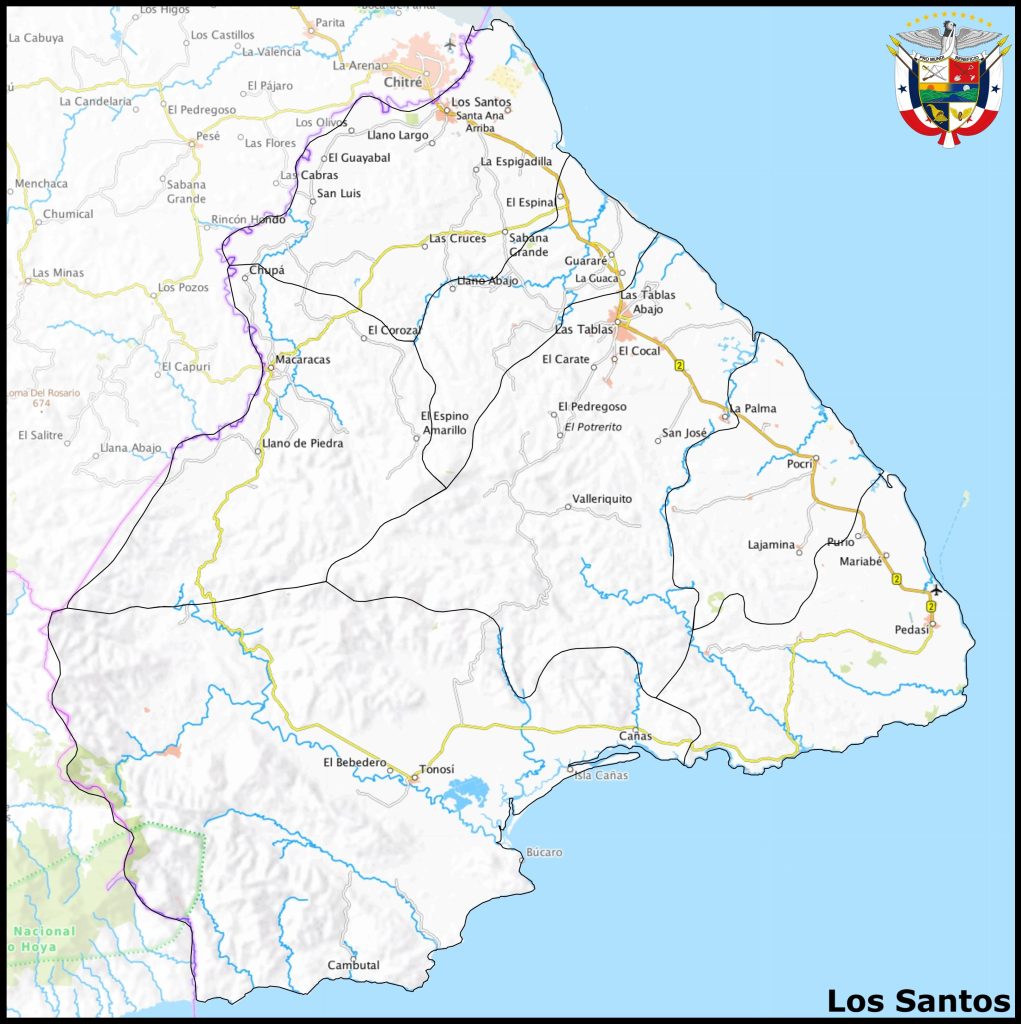 Mapa de la provincia de Los Santos.