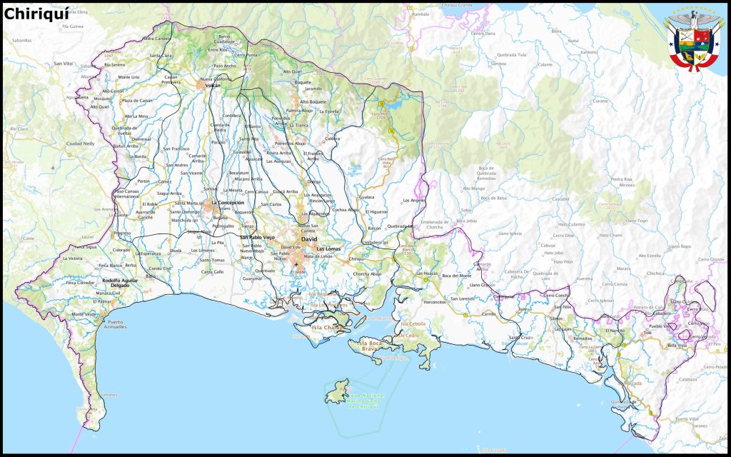 Mapa de la provincia de Chiriquí.