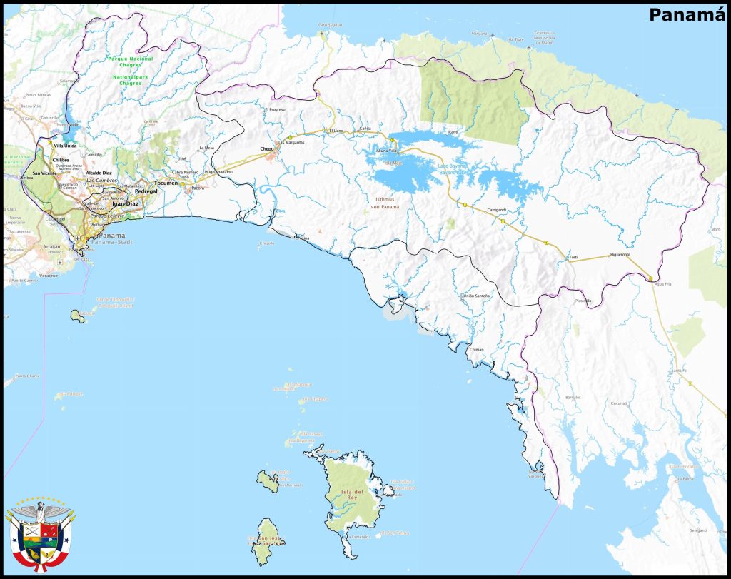 Mapa de la provincia de Panamá (Panamá).