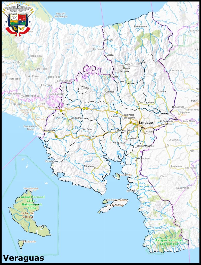 Mapa de la provincia de Veraguas.