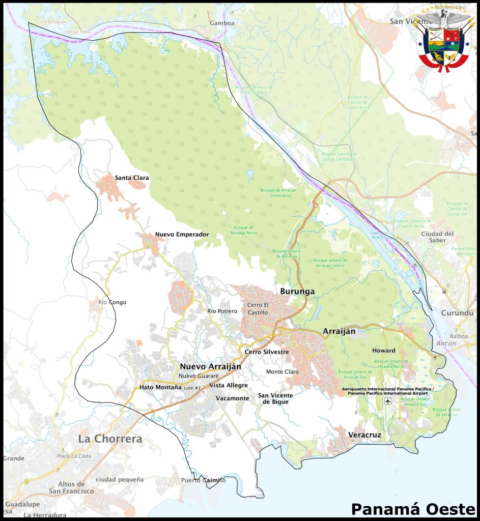 Mapa de la provincia de Panamá Oeste.