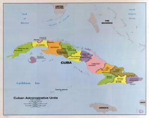Mapa de las provincias de Cuba en 1986.