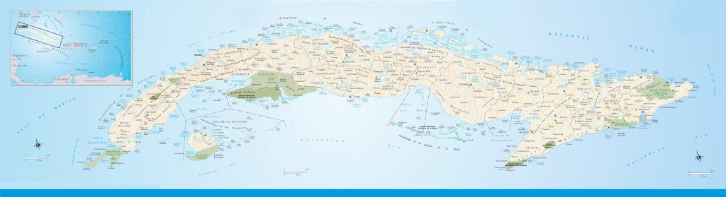 Mapa de carreteras de Cuba.