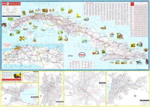 Mapa de carreteras y turístico de Cuba de 1956.