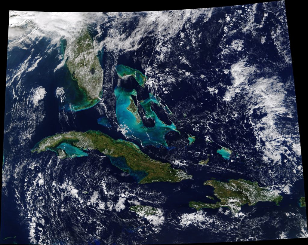 Imagen satelital de Cuba.
