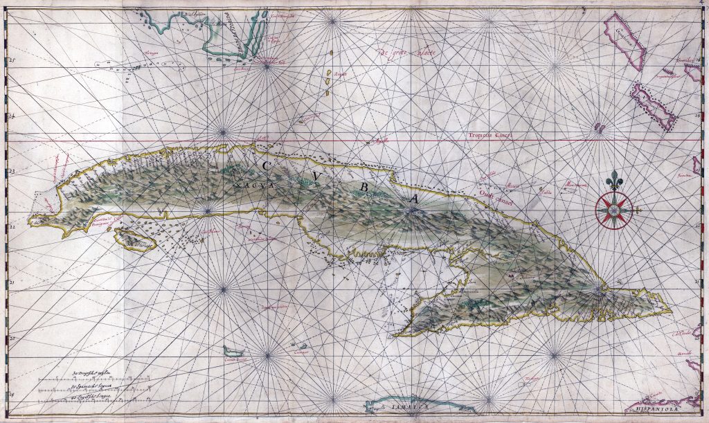 Mapa de la isla de Cuba, que data de 1639.