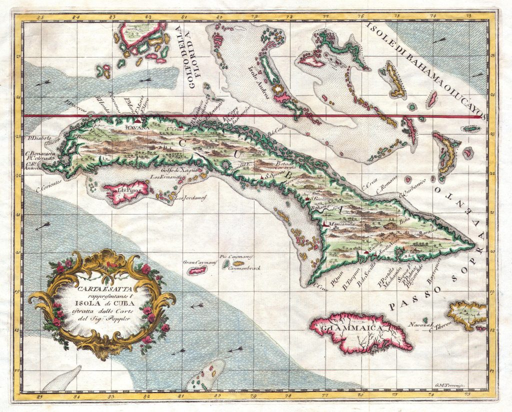 Mapa que representa la isla de Cuba en 1763.