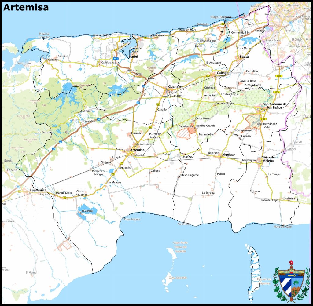 Mapa de la provincia de Artemisa.