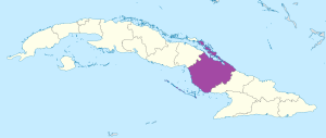 Mapa de ubicación de la provincia de Camagüey en Cuba.