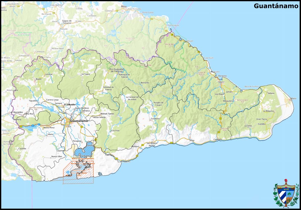 Mapa de la provincia de Guantánamo.