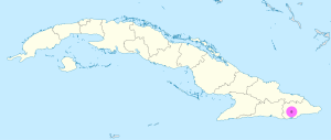 Mapa de ubicación de la ciudad de Guantánamo en Cuba.