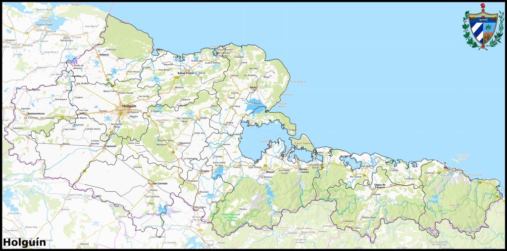 Mapa de la provincia de Holguín.