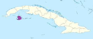 Mapa de ubicación de la Isla de la Juventud en Cuba.