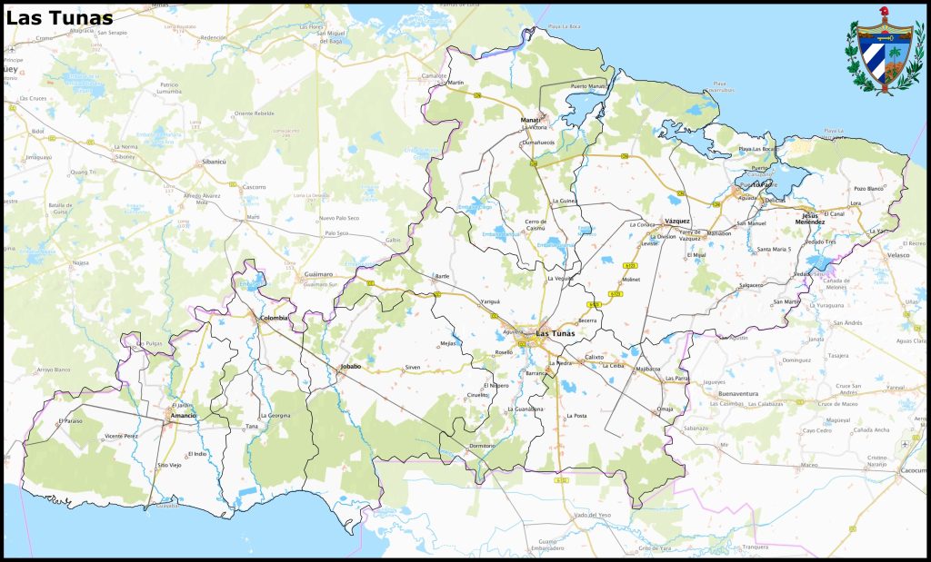 Mapa de la provincia de Las Tunas.