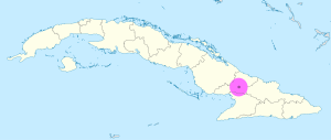 Mapa de ubicación de la ciudad de Las Tunas en Cuba.