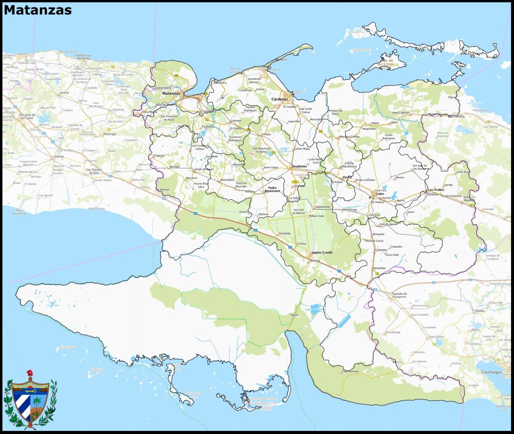 Mapa de la provincia de Matanzas.