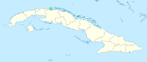 Mapa de ubicación de la ciudad de Matanzas en Cuba.