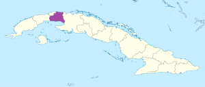 Mapa de ubicación de la provincia de Mayabeque en Cuba.