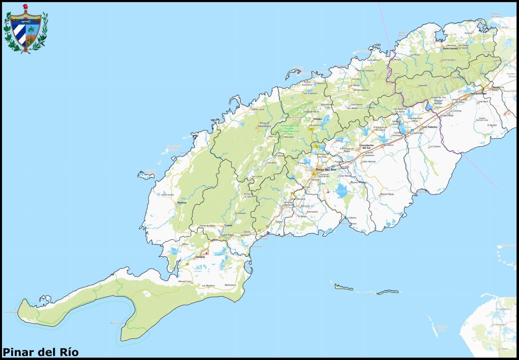 Mapa de la provincia de Pinar del Río.