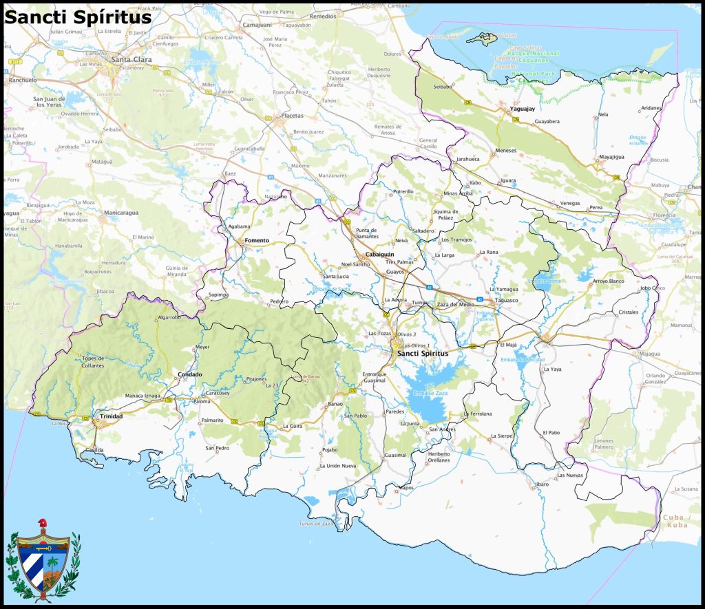 Mapa de la provincia de Sancti Spíritus.