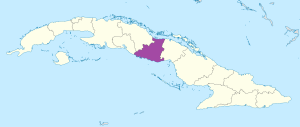 Mapa de ubicación de la provincia de Sancti Spíritus en Cuba.